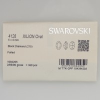 スワロフスキー・クリスタル 　4128　6×4mm　ブラックダイアモンド　4個入り